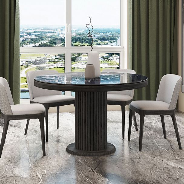 Стол Denver 110+40, круглый раздвижной, глянец - Вид 5