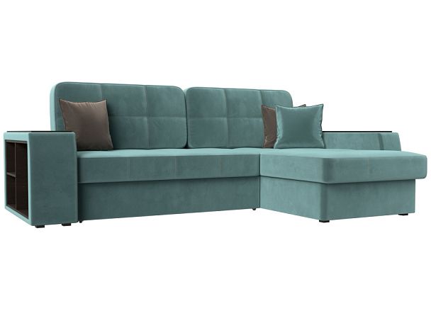 Угловой диван Брюссель правый (полностью Велюр бирюзовый) - Вид 1