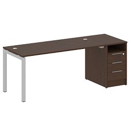 Metal System Quattro Р. ст. с тумбой на П-образном м/к 50БП.РС-СТП-1.4 Венге/Серый металл 2012*720*750 - Фото предпросмотра