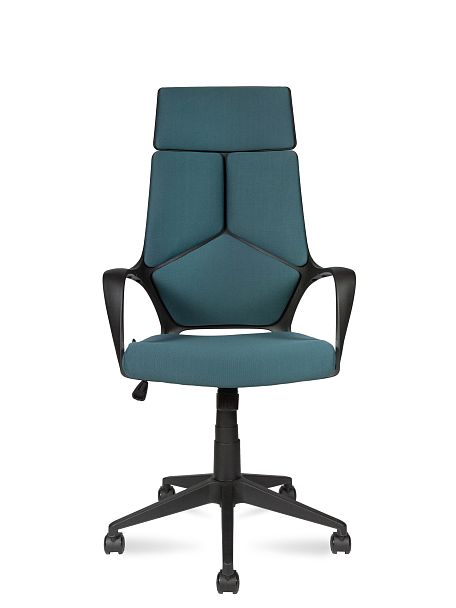 Кресло офисное / IQ / (black plastic blue) черный пластик / голубая ткань - Вид 2