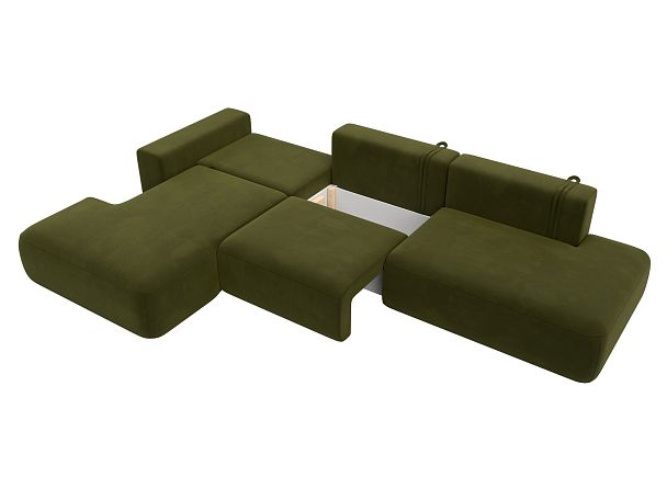 Диван угловой Лига-036 Модерн Лонг левый угол Микровельвет зеленый - Вид 8