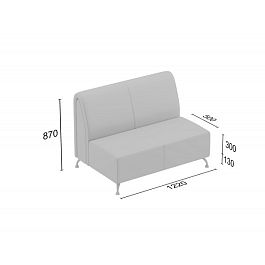 (kle11-d2bp) Диванная секция Клерк 11 двойная без подлокотников - Фото предпросмотра