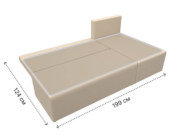 Угловой диван Поло правый (полностью экокожа бежевая) - Вид 10