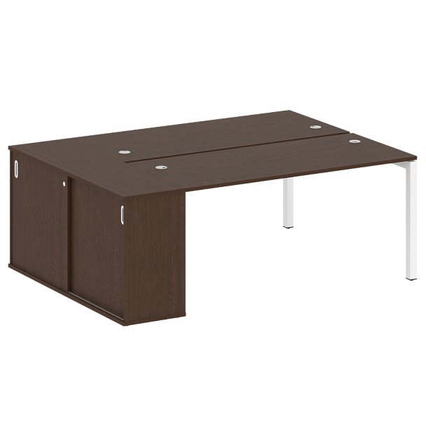 Metal System Quattro Р. ст. с шкафом-купе на П-образном м/к 50БП.РС-СШК-1.4 Т Венге/Белый металл 2010*1475*750 - Вид 1