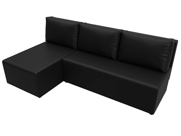 Угловой диван Поло левый (полностью экокожа черная) - Вид 5