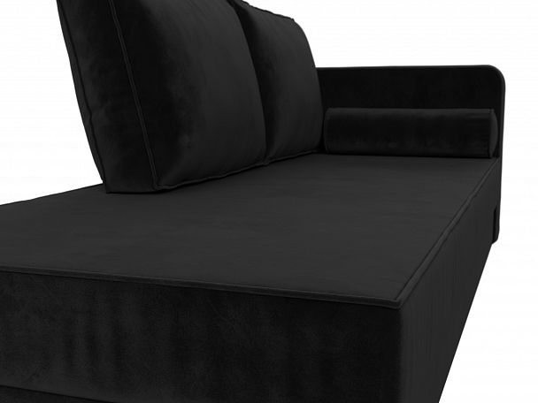 Кушетка Прайм правый (полностью велюр черный) - Вид 4