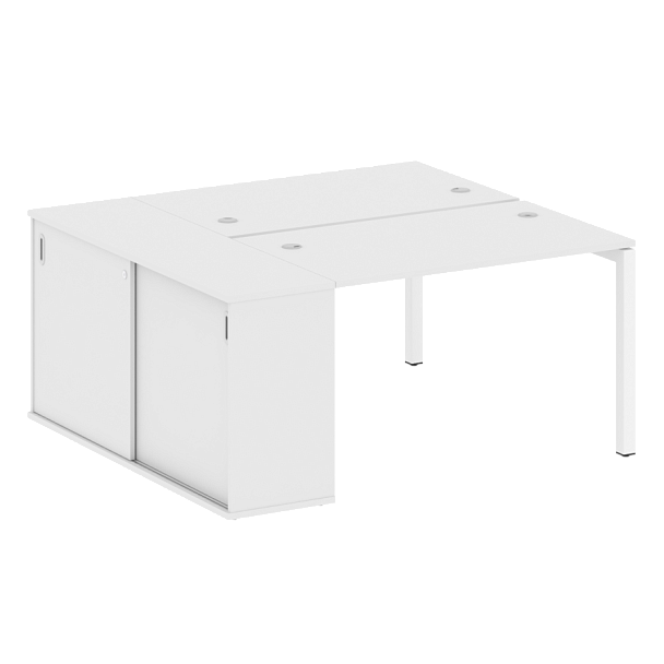 Metal System Quattro Р. ст. с шкафом-купе на П-образном м/к 50БП.РС-СШК-1.2 Т Белый/Белый металл 1610*1475*750 - Вид 1