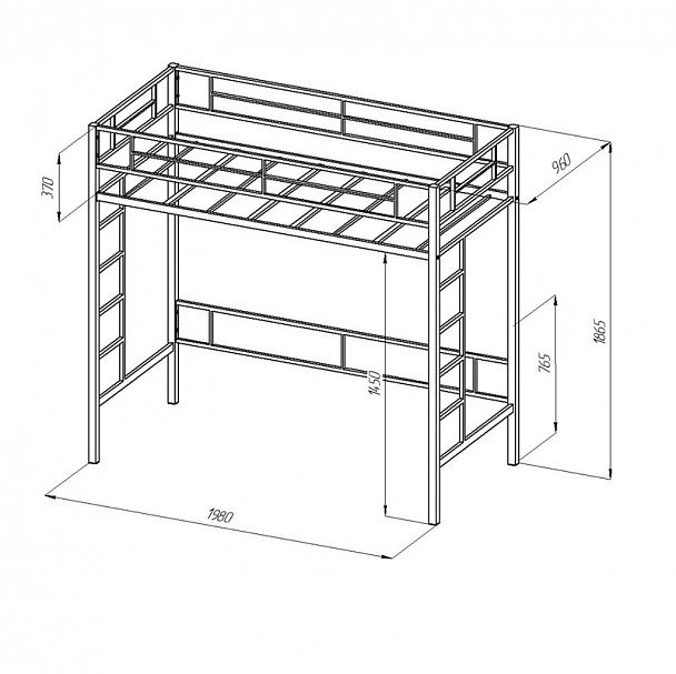 Кровать-чердак "Севилья-1.1" слоновая кость - Вид 2