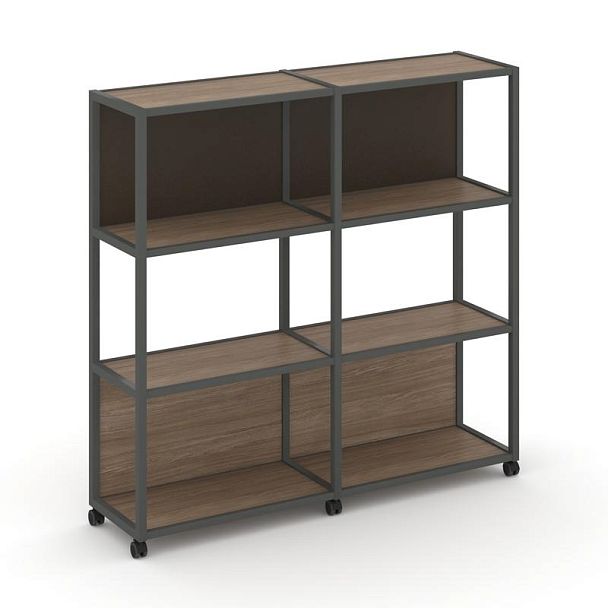 Shelf Mobile Стеллаж 4 уровня 2 секции VR.LT-STK-415.08 Дуб Аризона/Металл Антрацит/W-25 1570*400*1523 - Вид 1