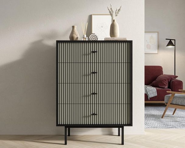 Комод вертикальный с четырьмя ящиками Emerson арт EM18/gray/L - Вид 5