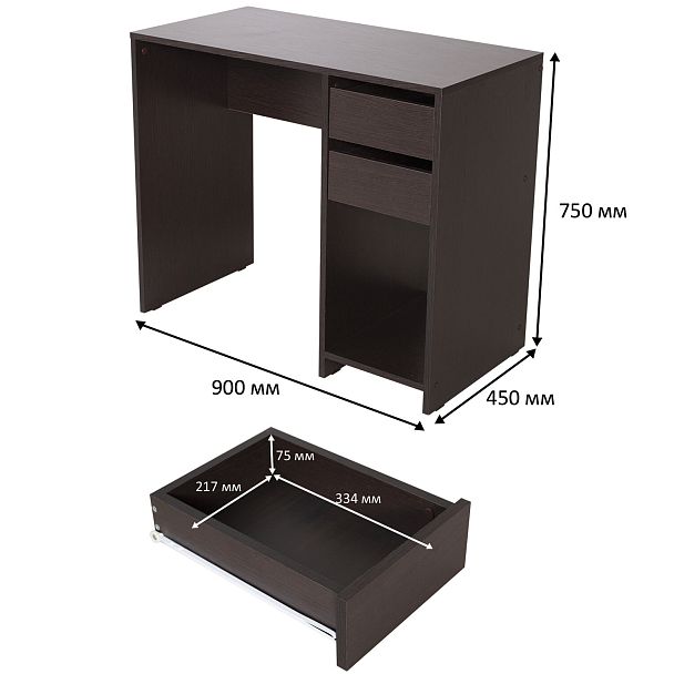 Стол письменный/компьютерный BRABIX "Scandi CD-017", 900х450х750 мм, 2 ящика, венге, 641896, ЦБ013706-3 - Вид 25