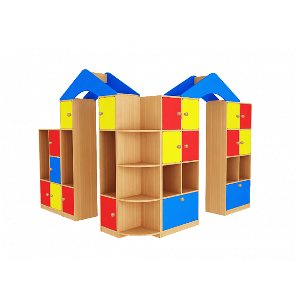 Стенка модульная Городок, секция №5, цветной фасад - Вид 2