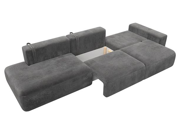 Диван прямой Лига-036 НПБ Модерн Лонг подлокотник справа Велюр серый - Вид 8