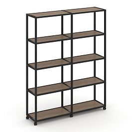 Shelf Mobile Стеллаж 5 уровней 2 секции VR.LT-STK-511.06 Дуб Аризона/Металл Черный 1170*400*2000 - Фото предпросмотра