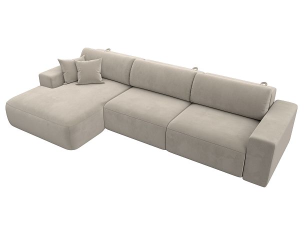 Диван угловой Лига-036 Классик Лонг левый угол Микровельвет бежевый - Вид 5