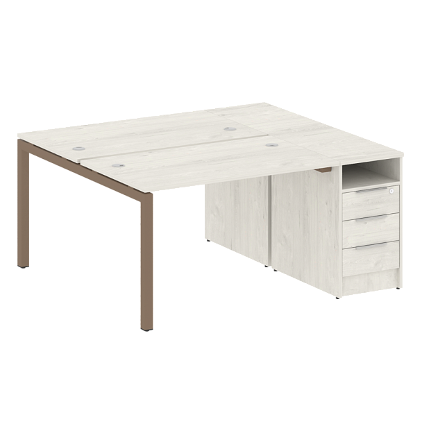 Metal System Quattro Р. ст. с тумбой на П-образном м/к 50БП.РС-СТП-2.2 Дуб наварра/Мокко металл 1612*1475*750 - Вид 1