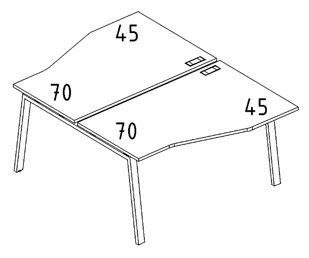 Рабочая станция столы Техно (2х140) каркас TRE A4 А4 Б3 190  БП антрацит премиум / металлокаркас белый - Вид 3