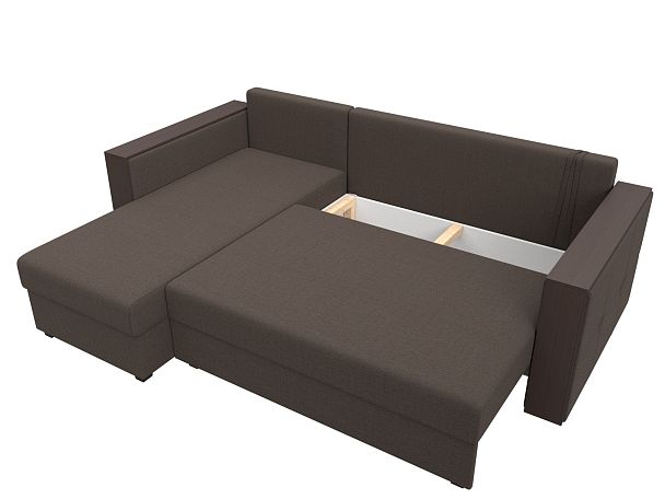 Диван угловой Валенсия Лайт левый угол Рогожка коричневый - Вид 7