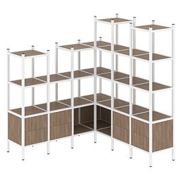 Loft Угловой внутренний стеллаж наборный VR.L-41 Дуб аризона/Белый металл 1694*1694*1869 - Фото предпросмотра