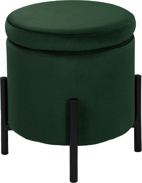 Комплект пуфов Кен с местом для хранения Зеленый велюр Confetti deep forest/черный, 2 шт. - Вид 2