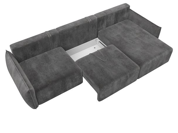 Диван угловой Лига-051 НПБ Лонг угол универсальный Велюр серый - Вид 7