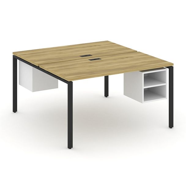 Concept Рабочая станция 2 сторонняя с подвесными тумбами на 2 места CN.DRS-107 Дуб Винченцо/Белый Бриллиант/Металл Черный 1380*1480*750 - Вид 1