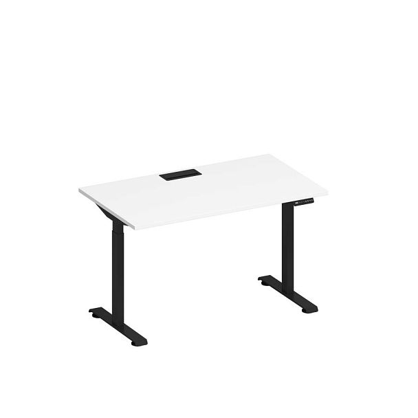 Стол письменный на электроприводе с заглушкой Elevo А2 ЧР 002 БП белый премиум / черный гладкий - Вид 1