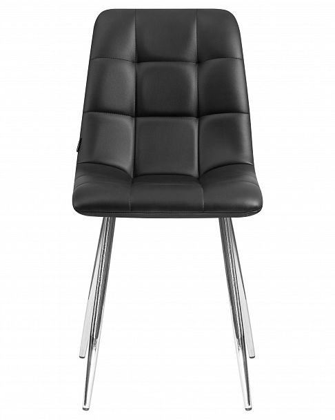 Стул обеденный DOBRIN ALEX (хром ножки, чёрная экокожа (P-01)) - Вид 6