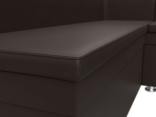 Кухонный угловой диван Уют правый (полностью экокожа коричневая) - Вид 4