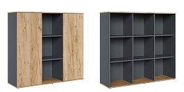 Шкаф средний с распашными дверьми Zion Light 140x42x129 дуб крафт золотой - Фото предпросмотра