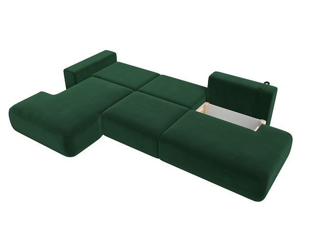 Диван угловой Лига-036 Модерн Лонг левый угол Велюр зеленый - Вид 9