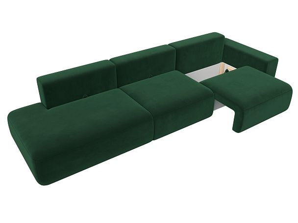 Диван прямой Лига-036 Модерн Лонг подлокотник справа Велюр зеленый - Вид 7