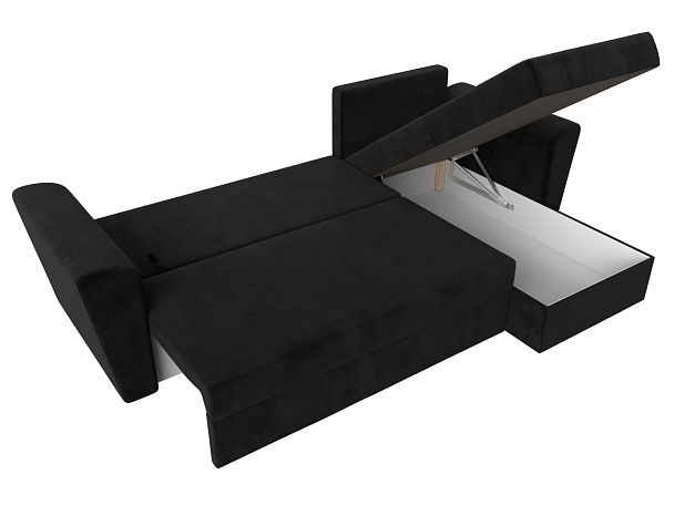 Угловой диван Амстердам Лайт правый (полностью велюр черный) - Вид 7