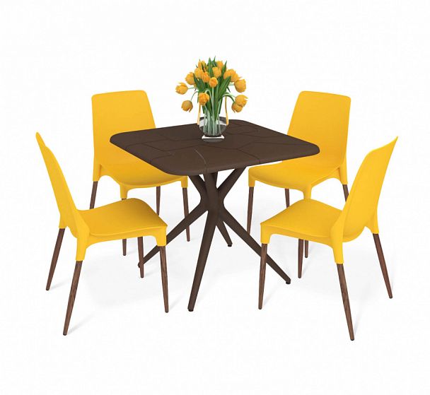 Обеденная группа Sheffilton SHT-DS207 коричневый/желтый/темный орех - Вид 1