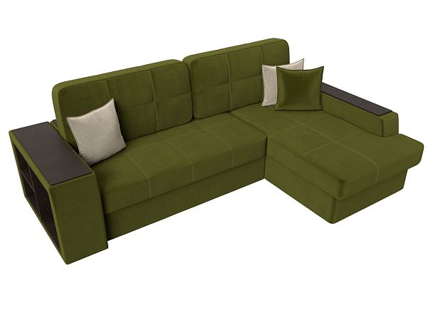 Угловой диван Брюссель правый (полностью микровельвет зеленый) - Вид 5