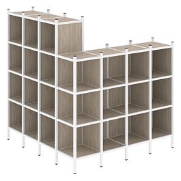 Loft Угловой внешний стеллаж наборный VR.L-60 Дуб аттик/Белый металл 1694*1694*1869 - Фото предпросмотра