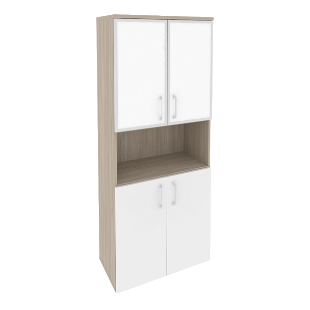 Onix Шкаф высокий широкий O.ST-1.4 R white Дуб аттик/Белый бриллиант/Стекло white 800*420*1977 - Вид 1