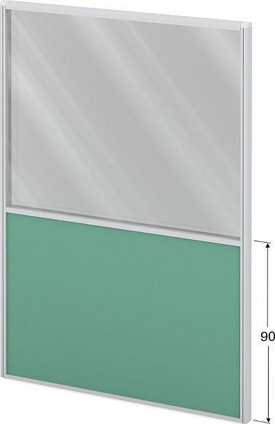 Модуль комбинированный "Мобильные офисные перегородки «Логика»"  ПК-ЛГ-МДК200х150/90С/Д-В1-306 серый - Вид 1