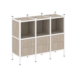 Loft Прямой стеллаж наборный VR.L-07 Дуб аттик/Белый металл 1278*446*1047 - Фото предпросмотра