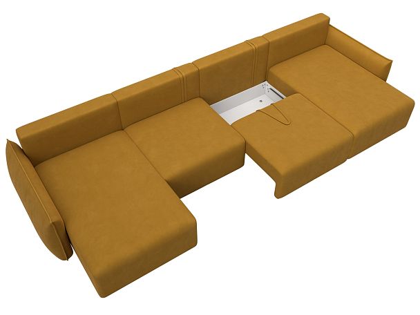 Диван П-образный Лига-051 НПБ Лонг Велюр желтый - Вид 7
