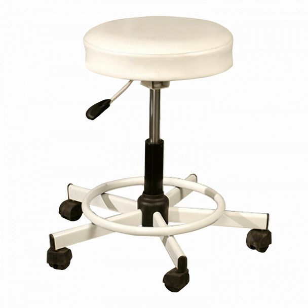 Кресло РС12, без спинки, без подлокотников, кожзам, белое, РС01.00.12 б/сп - Вид 1