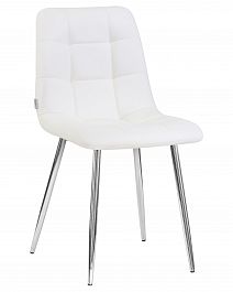 Стул обеденный DOBRIN ALEX (хром ножки, белая экокожа (P-02)) - Фото предпросмотра