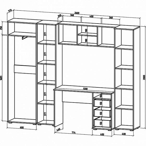 Стенка для детской Тунис-4 - Вид 2