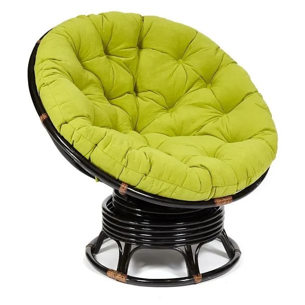 Кресло-качалка Папасан/Papasan (W 23/01 B) /с подушкой/Antique brown (античный черно-коричневый) - Вид 1