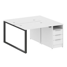 Metal System Р. ст. с тумбой на О-образном м/к БО.РС-СТП-2.1 Белый/Антрацит металл 1412*1475*750 - Фото предпросмотра