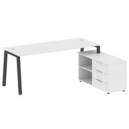 Metal System Р. ст. с тумбой на А-образном м/к БА.РС-СТС-2.5 (R) Белый/Антрацит металл 1900*1520*750 - Фото предпросмотра