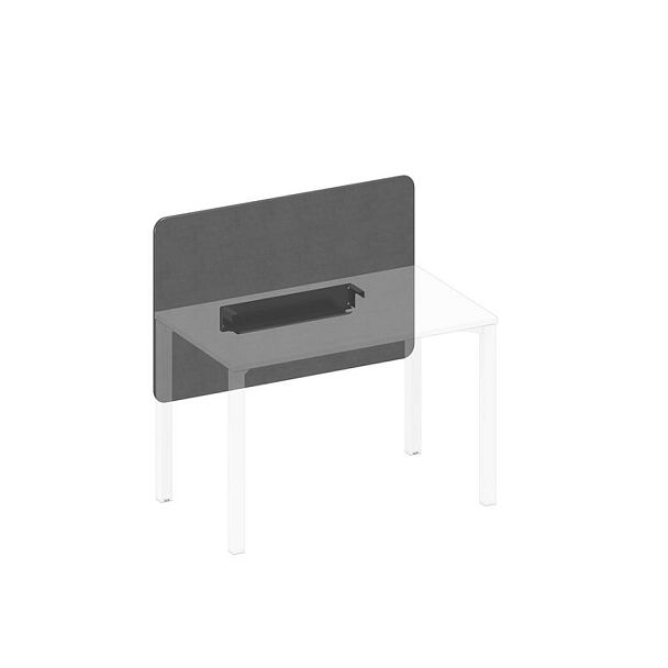 Экран настольный фронтальный тканевый с кабель-каналом Elevo А1 ЧР 856.02 BA50 серый (Bahama Grey) / черный гладкий - Вид 1