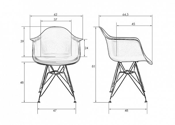 Стул обеденный DOBRIN DAW CHROME (ножки хром, цвет сиденья белый) - Вид 10