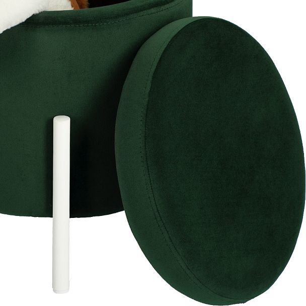 Комплект пуфов Кен с местом для хранения Зеленый велюр Confetti deep forest/белый, 2 шт. - Вид 5