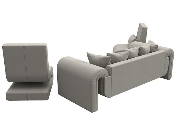 Набор Волна-1 (диван, 2 кресла) Рогожка бежевый - Вид 5